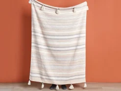 Plaid YARSELI Bomuld 130 x 170 cm Beige