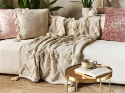 Plaid GUNA Bomuld 130 x 180 cm Beige