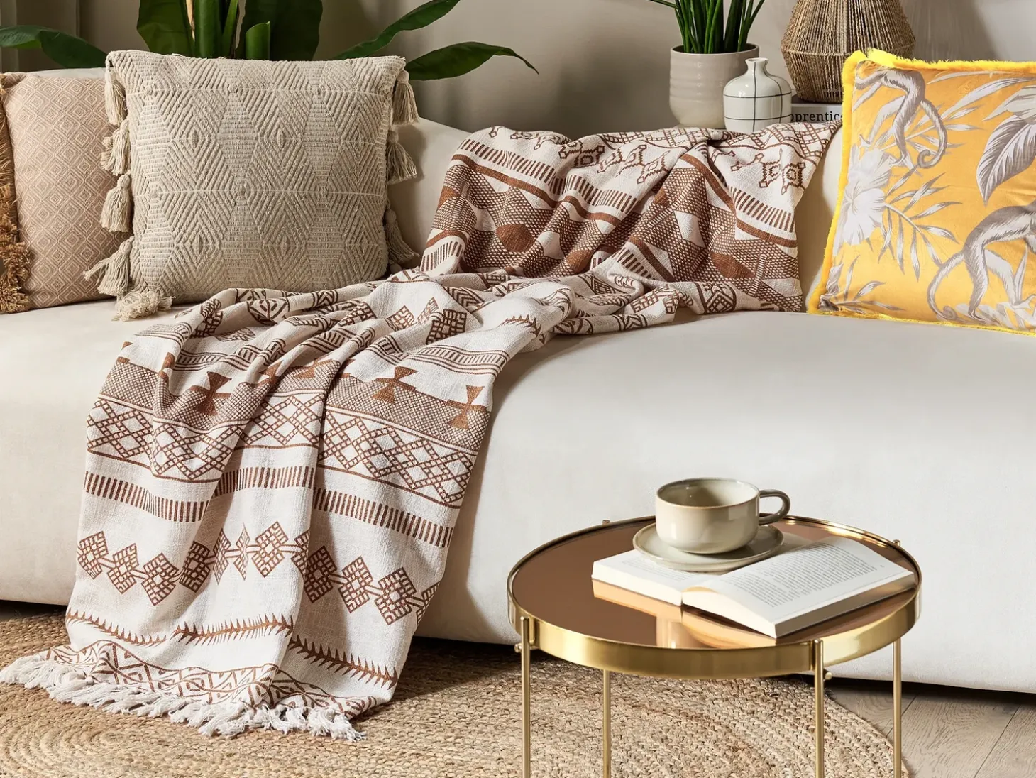 Plaid JORHAT Bomuld 130 x 180 cm Beige