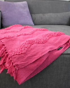 Plaid KHARI Bomuld 125 x 150 cm Lyserød