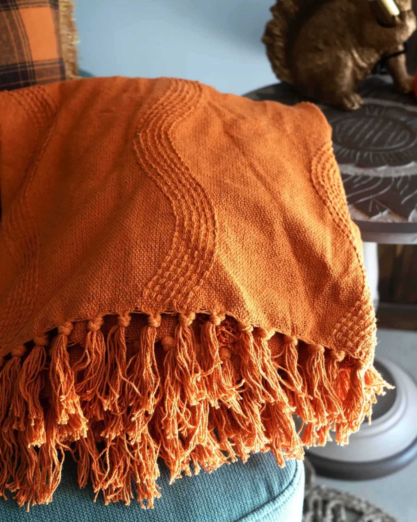 Plaid KHARI Bomuld 125 x 150 cm Orange