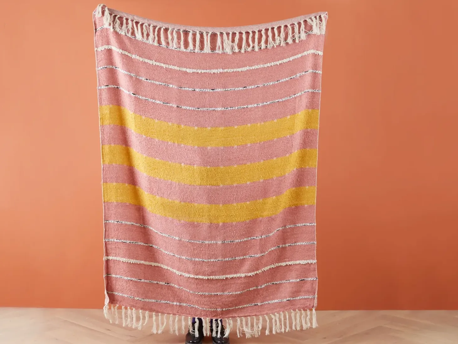 Plaid NAIKHU Bomuld 130 x 170 cm Murstensrød