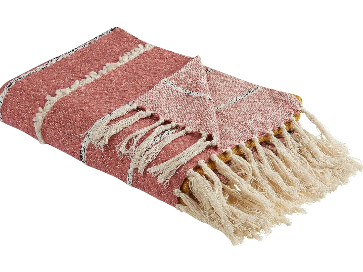 Plaid NAIKHU Bomuld 130 x 170 cm Murstensrød