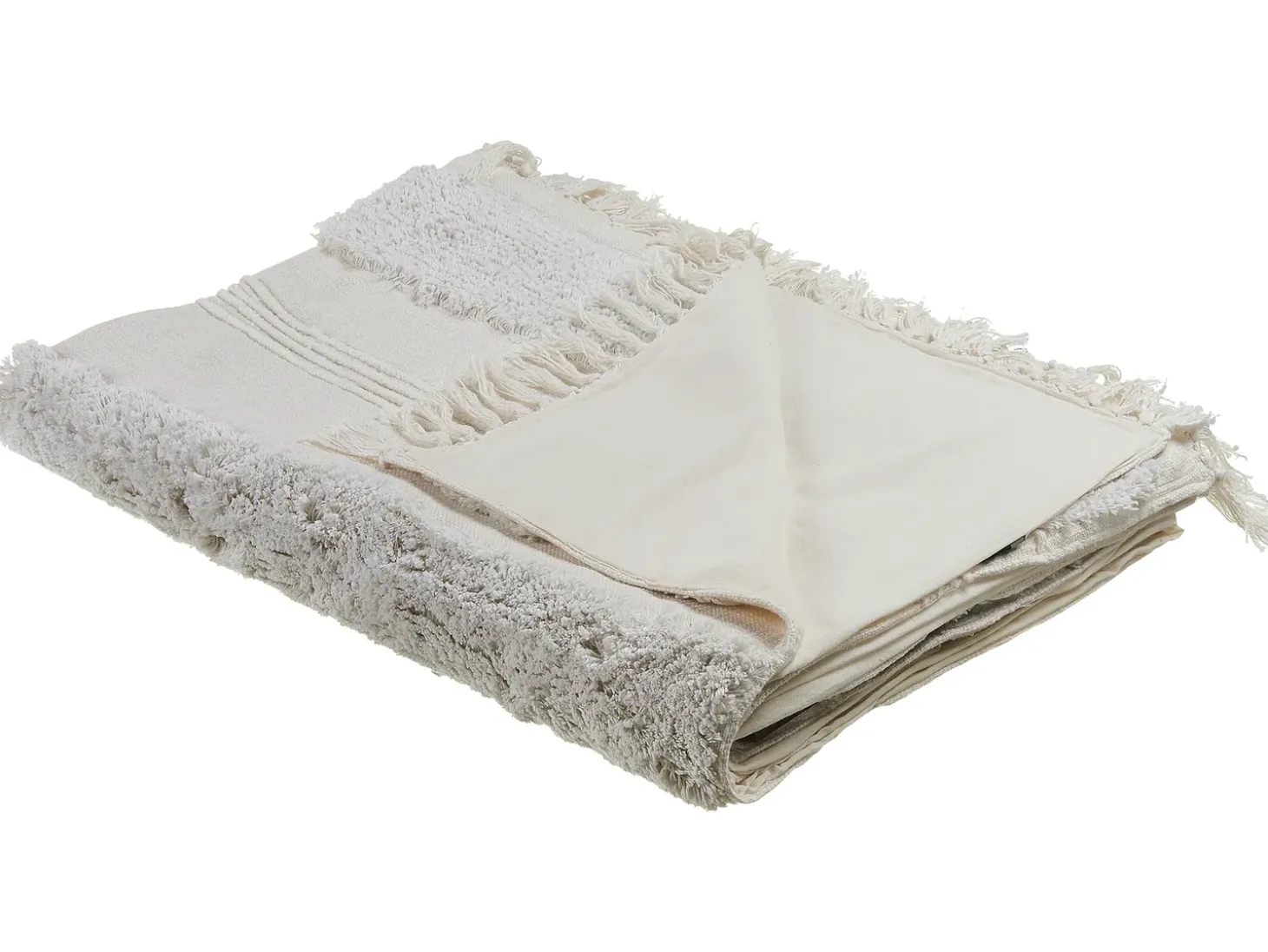 Plaid RAEBARELI Bomuld 130 x 180 cm Lys Beige