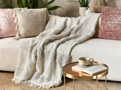 Plaid RAEBARELI Bomuld 130 x 180 cm Lys Beige