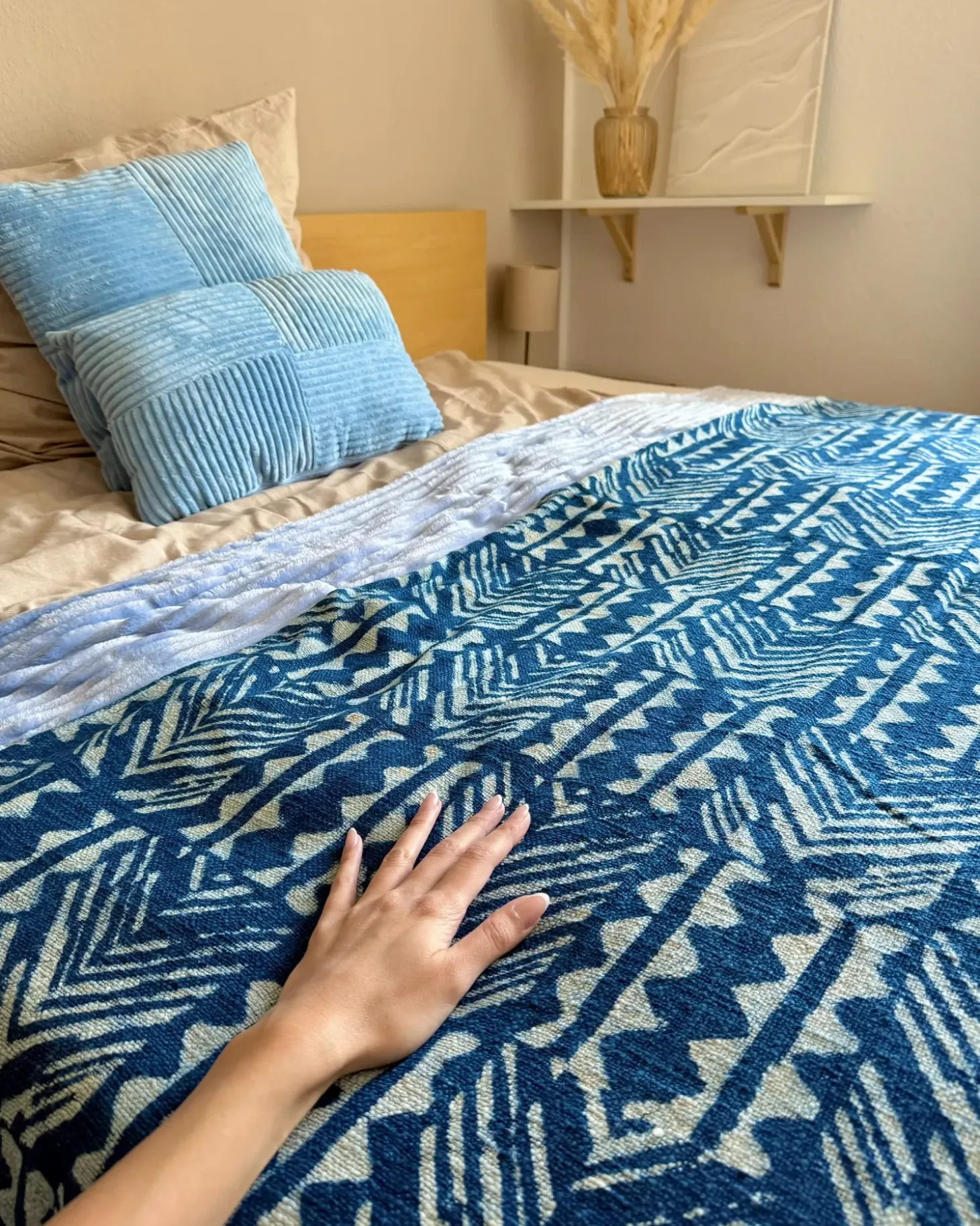 Plaid SHIVPURI Bomuld 130 x 180 cm Blå