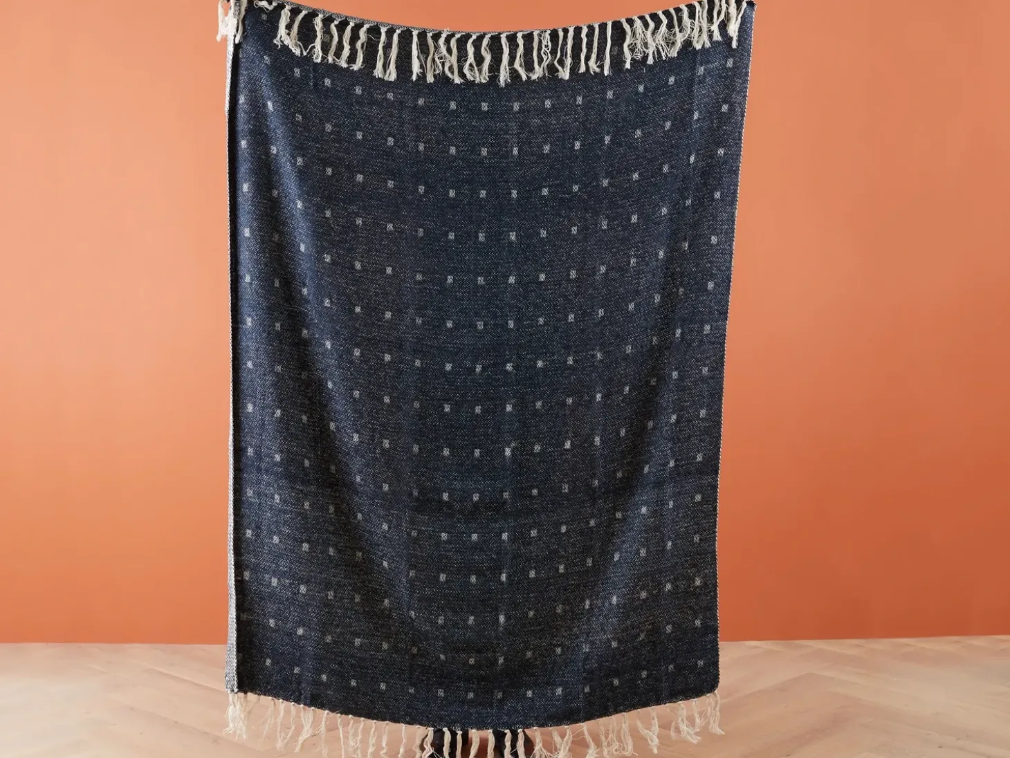 Plaid TAARI Bomuld 130 x 170 cm Blågrøn