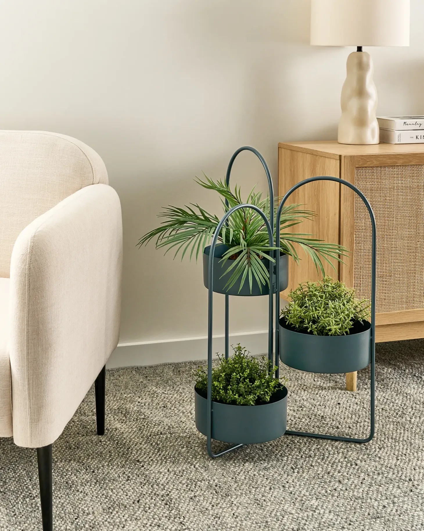 Plantestativ COLUTENA Metal 56 cm Mørkeblå