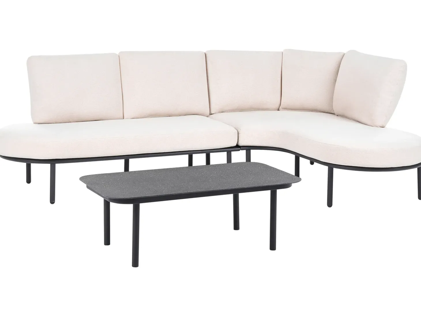 POLLINA 4 personers Havesofa med bord Sort Metal