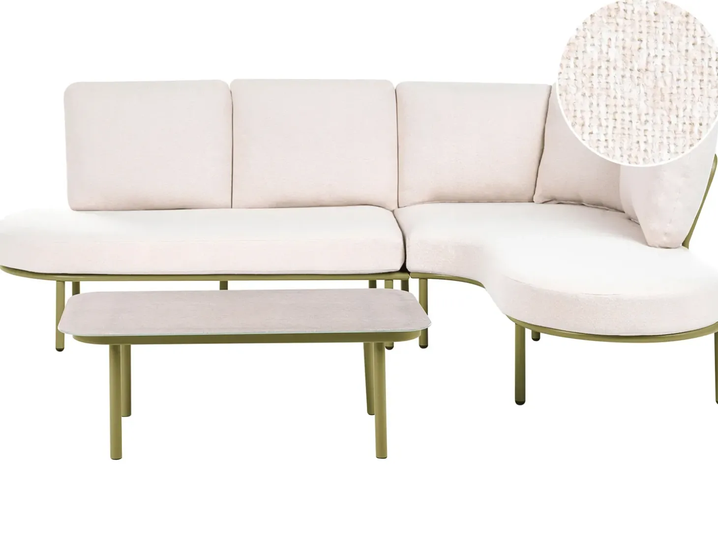 POLLINA 4 personers Havesofa med bord Grøn Metal