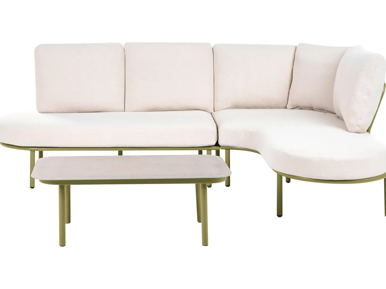 POLLINA 4 personers Havesofa med bord Grøn Metal