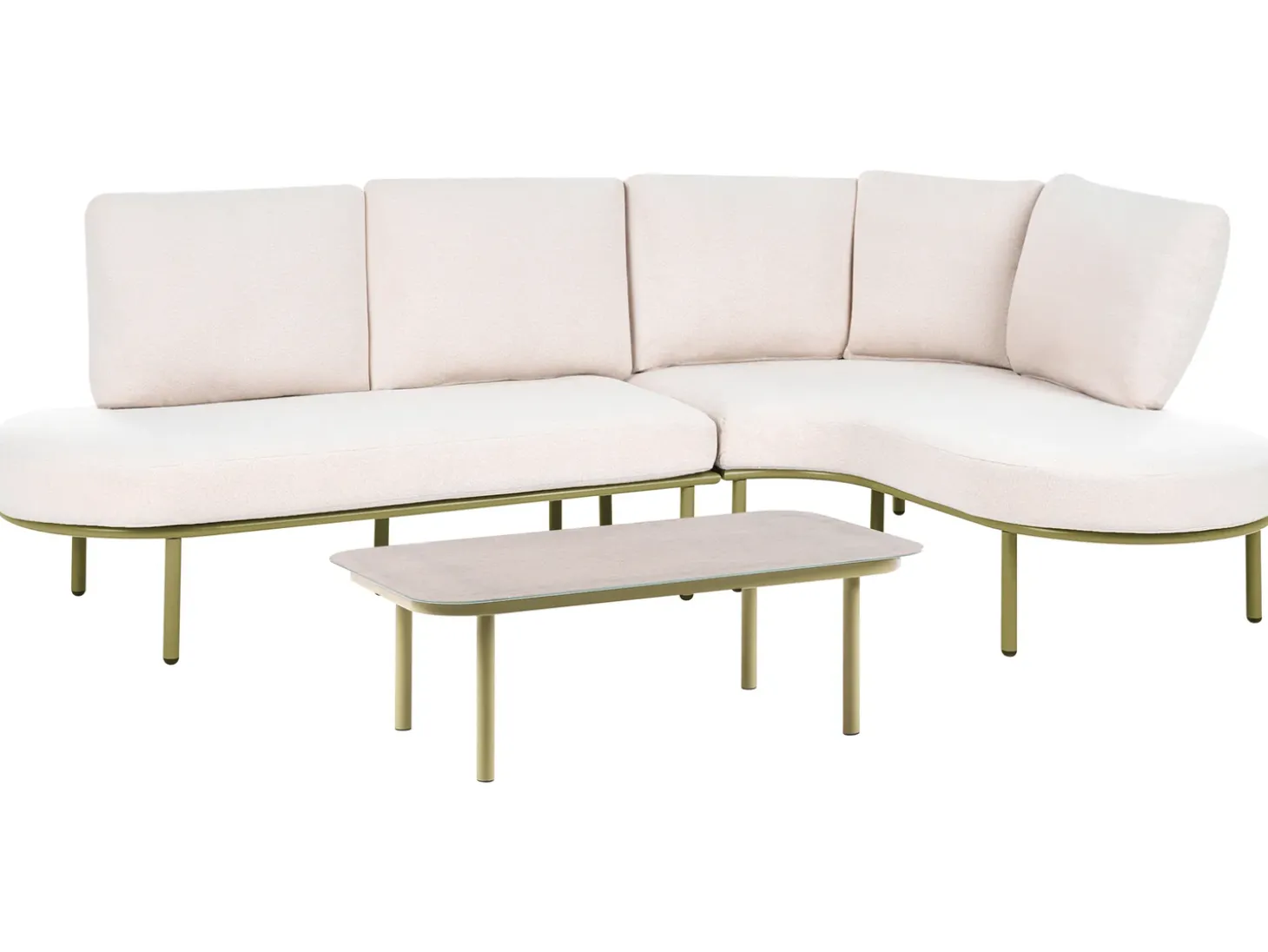POLLINA 4 personers Havesofa med bord Grøn Metal