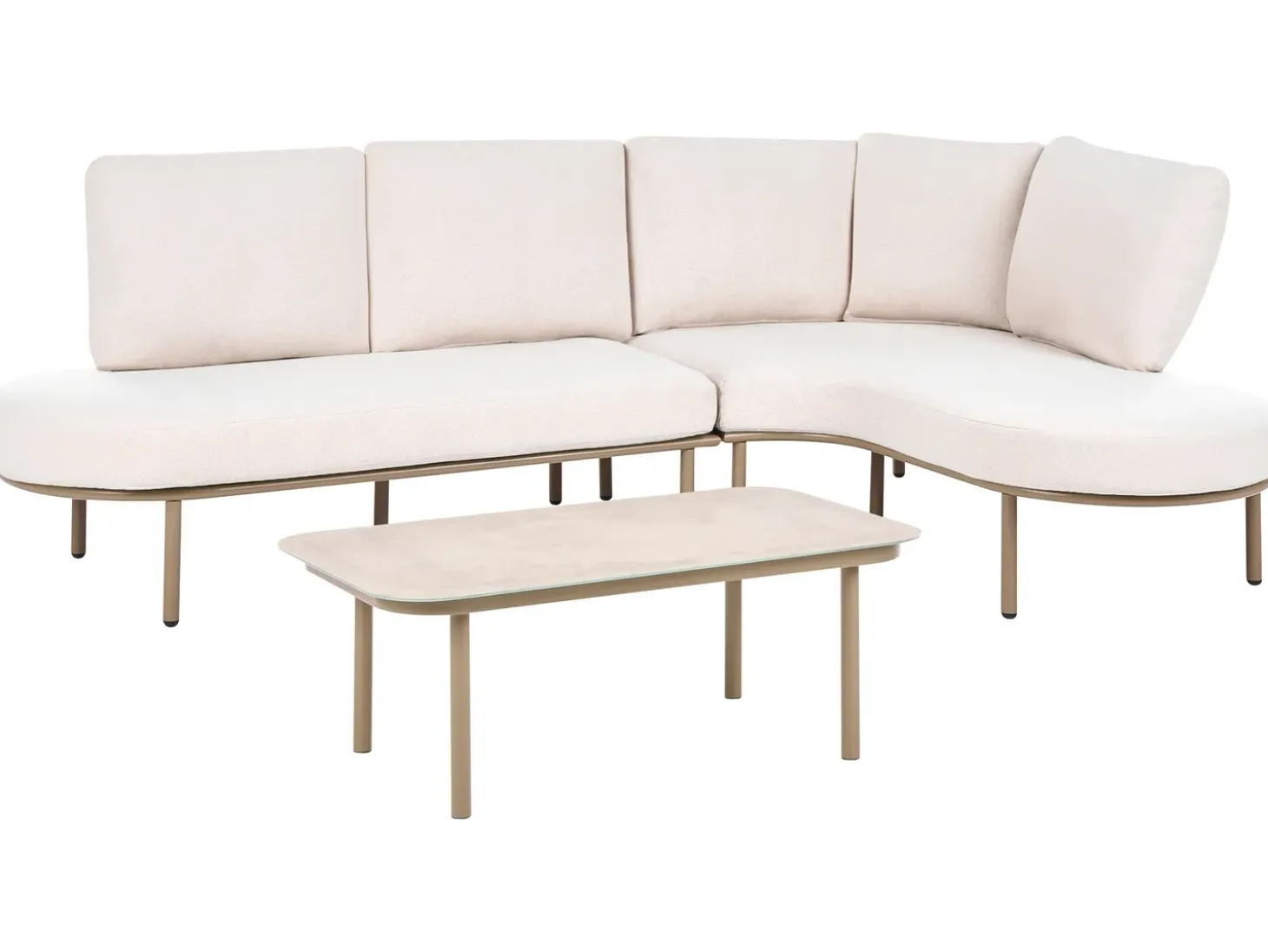 POLLINA 4 personers Havesofa med bord Brun Metal