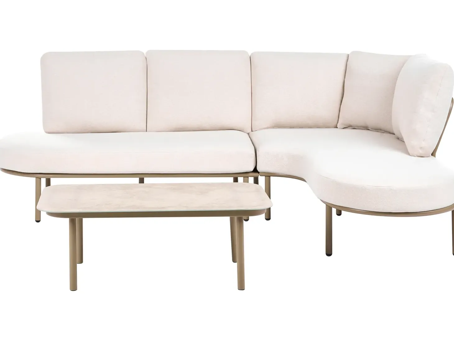 POLLINA 4 personers Havesofa med bord Brun Metal