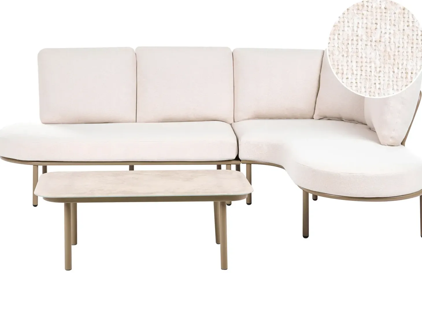 POLLINA 4 personers Havesofa med bord Brun Metal