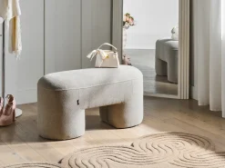 Polstret bænk DECORAH Boucle Lys Beige