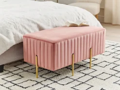 Polstret bænk DAYTON Velour Pastellrosa