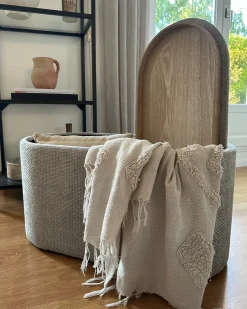 Polstret bænk med opbevaring ARTAS Chenille Grå