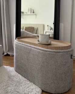 Polstret bænk med opbevaring ARTAS Chenille Grå