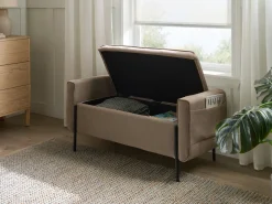 Polstret bænk med opbevaring LEWES Beige