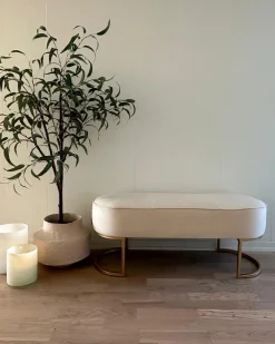 Polstret bænk MILRY Velour Lys Beige