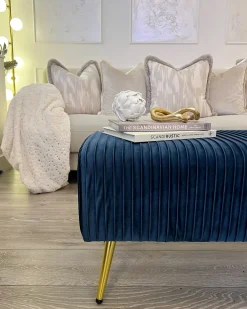 Polstret bænk PATERSON Velour Blå