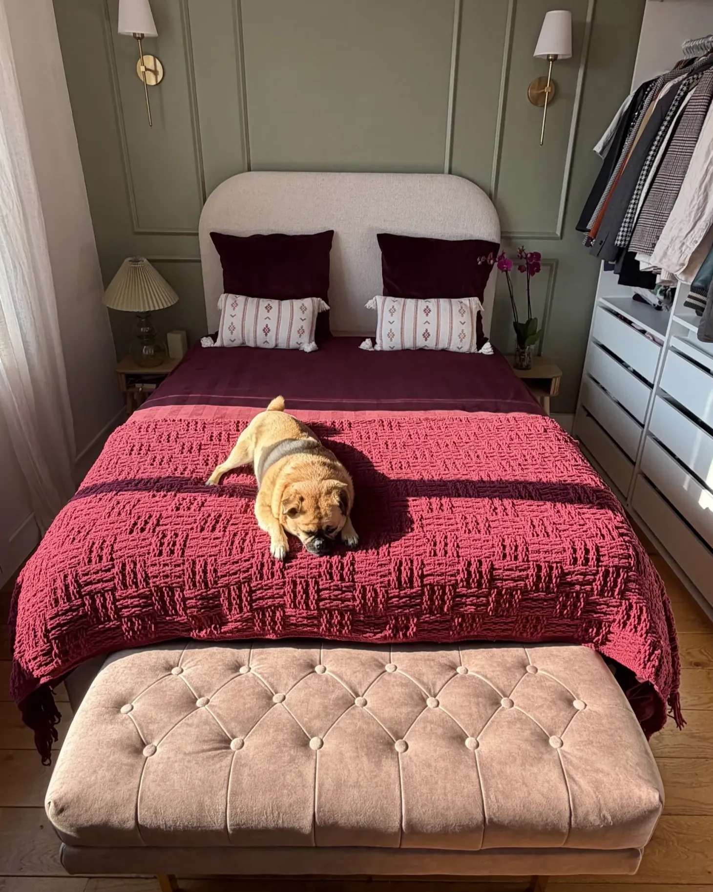 Polstret bænk ROSEVILLE Velour Brungrå
