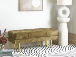 Polstret bænk ROSEVILLE Velour Olivengrøn