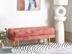 Polstret bænk ROSEVILLE Velour Lyserød