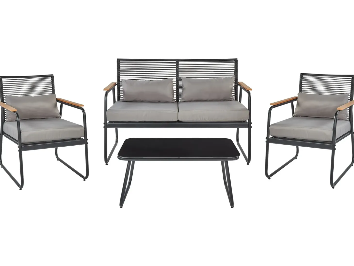 POMONTE 4 personers Loungesæt med bord Sort Metal