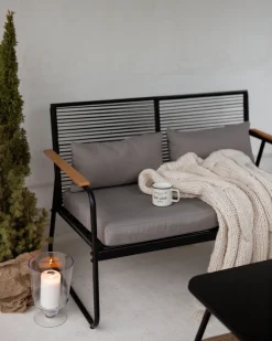 POMONTE 4 personers Loungesæt med bord Sort Metal