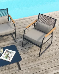 POMONTE 4 personers Loungesæt med bord Sort Metal