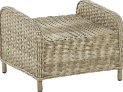 PONZA 2 personers Loungesæt med bord og fodskammel Beige PE-rattan