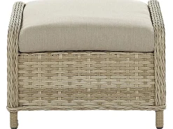 PONZA 2 personers Loungesæt med bord og fodskammel Beige PE-rattan