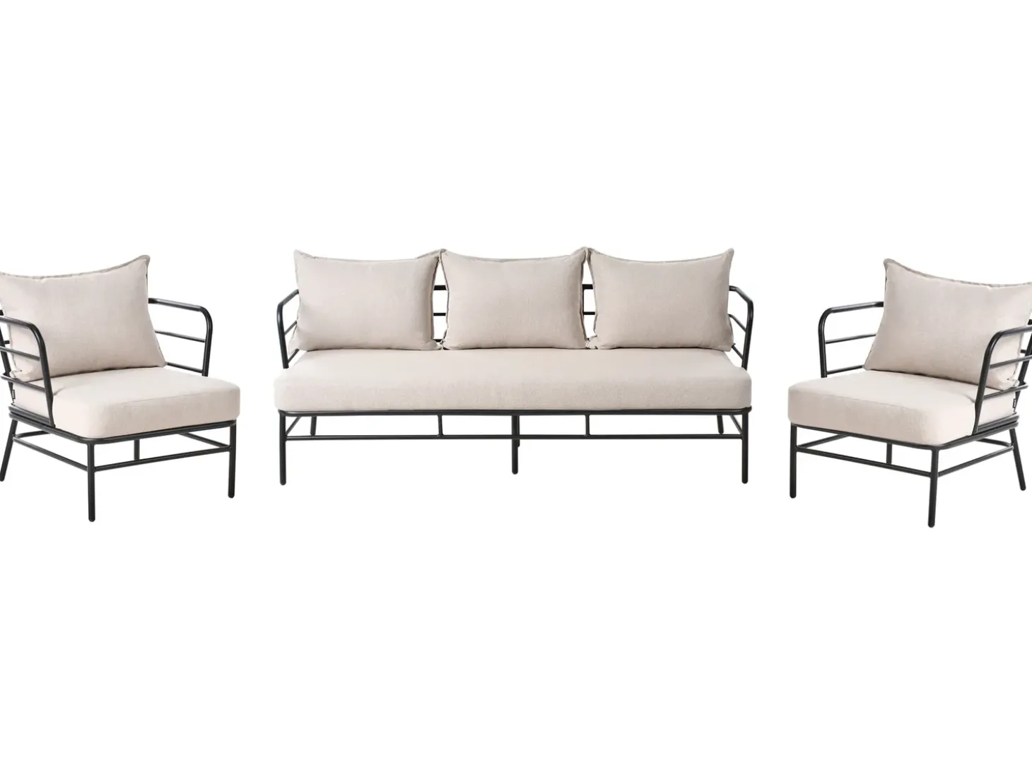 PONZONE 5 personers havesofasæt Lys Beige Metal