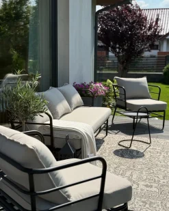 PONZONE 5 personers havesofasæt Lys Beige Metal
