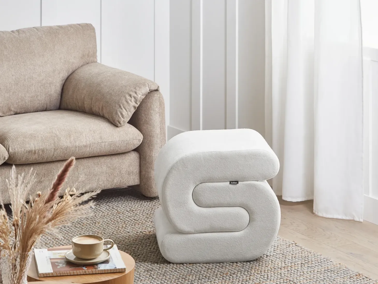 Puf ARCADIA Chenille Cremehvid