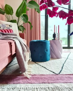 Puf COROLLA Velour Mørkeblå