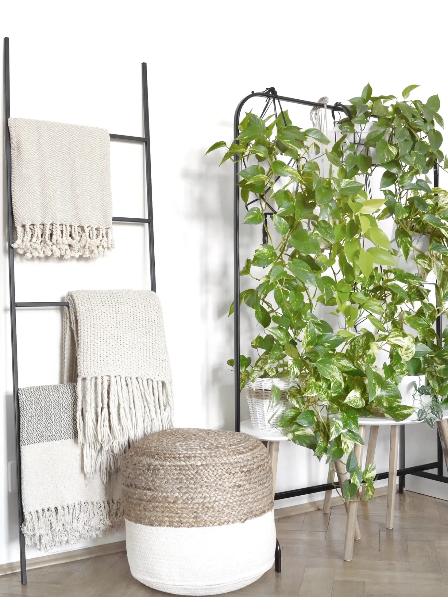 Puf DALAMA Jute Hvid