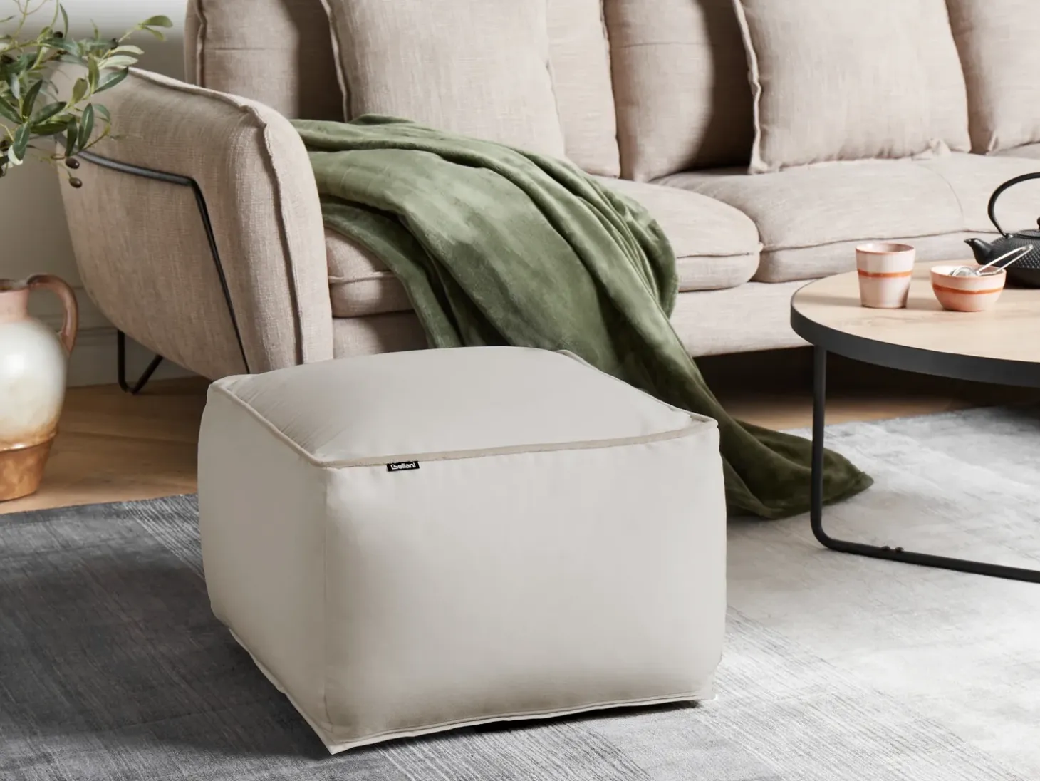 Puf DAREYN Velour Lys Beige