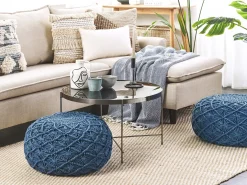 Puf Macramé BERKANE Bomuld Navy Blå