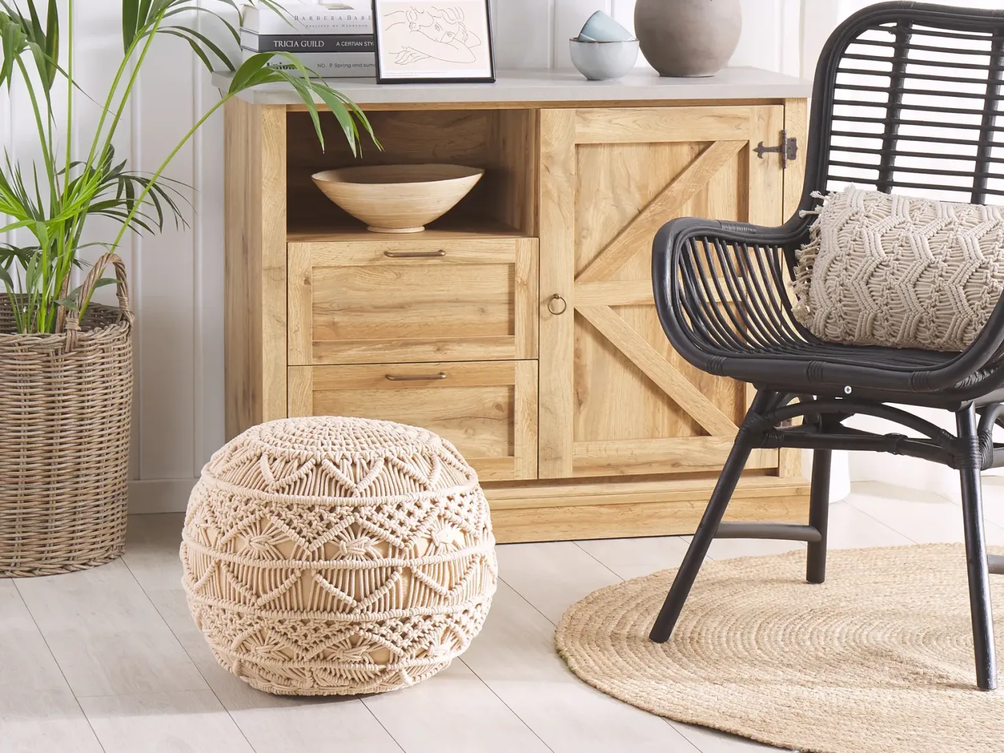 Puf Macramé KAYSERI Bomuld Beige