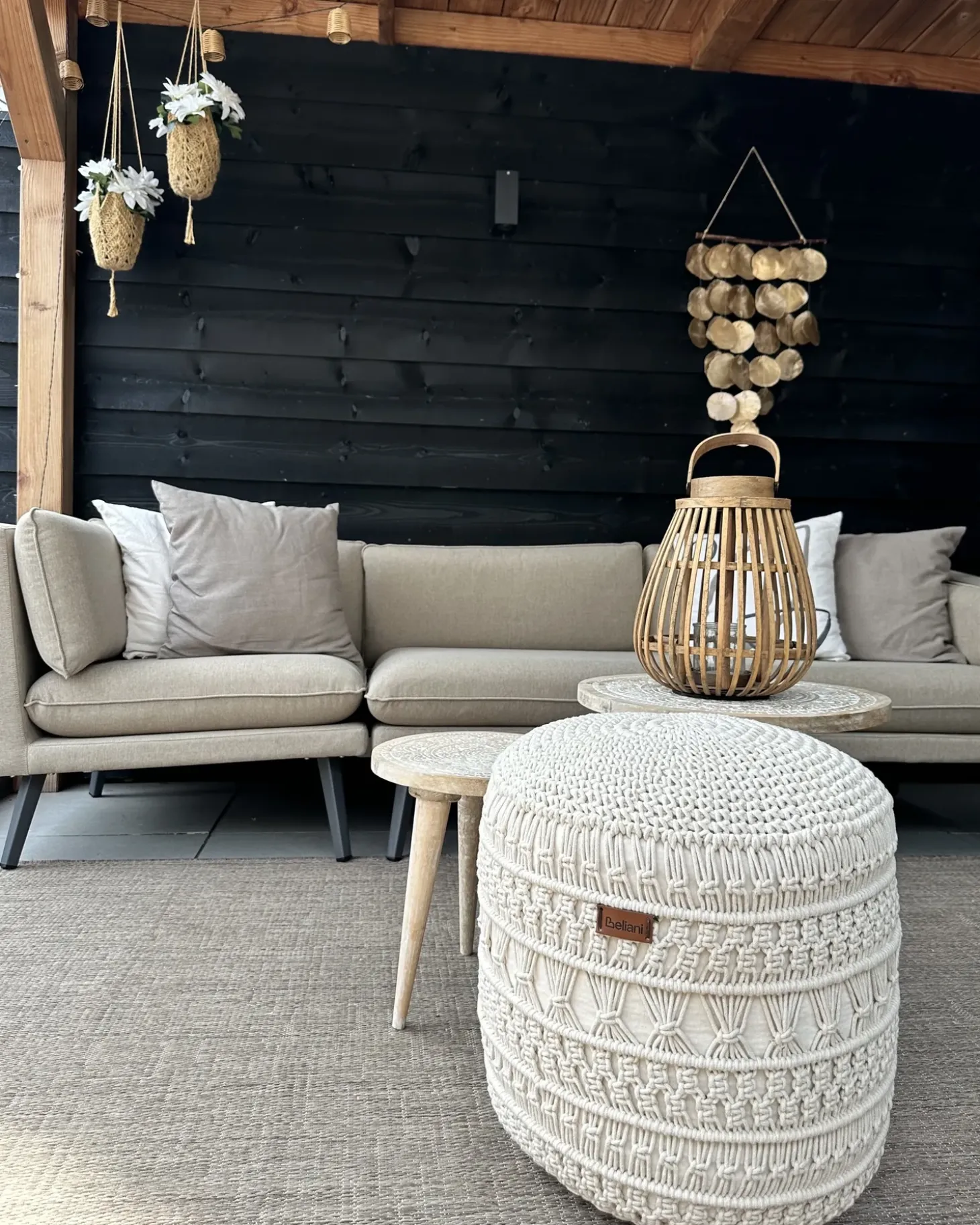 Puf Macramé THAKOT Bomuld Beige