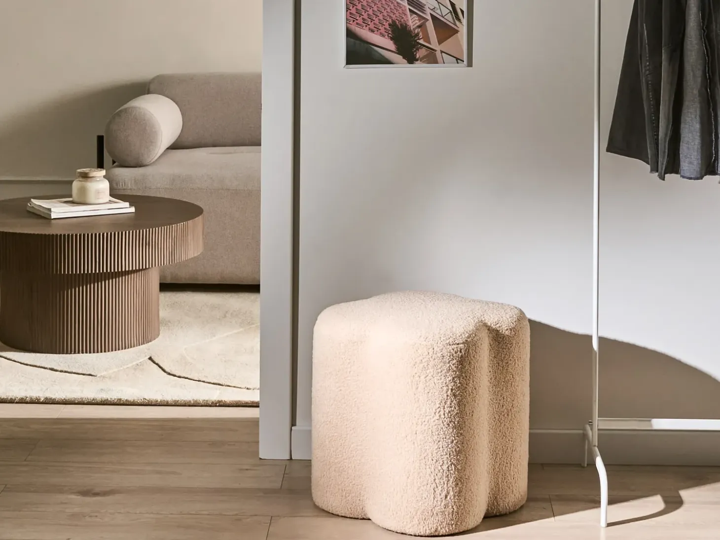 Puf MANCOS Boucle Beige