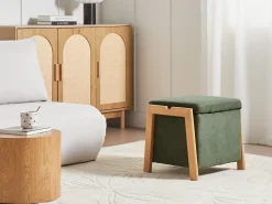 Puf med opbevaring EDLAND 45 cm 43 cm Grøn