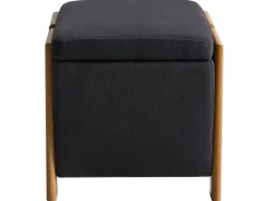 Puf med opbevaring EDLAND 45 cm 43 cm Sort