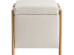 Puf med opbevaring EDLAND 45 cm 43 cm Lys Beige