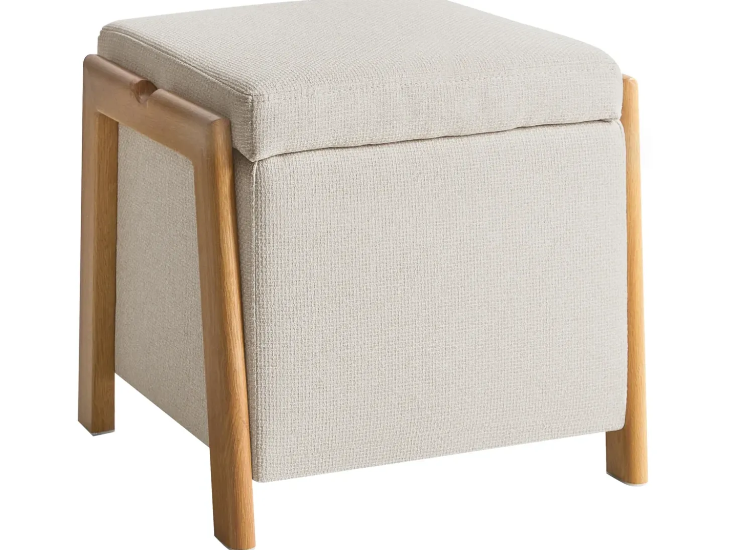 Puf med opbevaring EDLAND 45 cm 43 cm Lys Beige