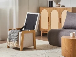 Puf med opbevaring EDLAND 45 cm 43 cm Lys Beige