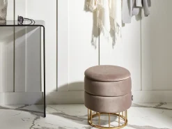 Puf med opbevaring ELGIN Velour Brungrå